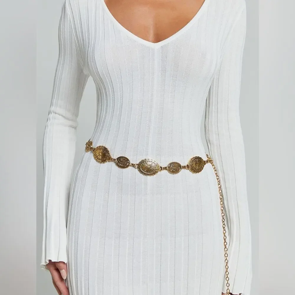Bohemian Gold Tone Medallion Chain Belt